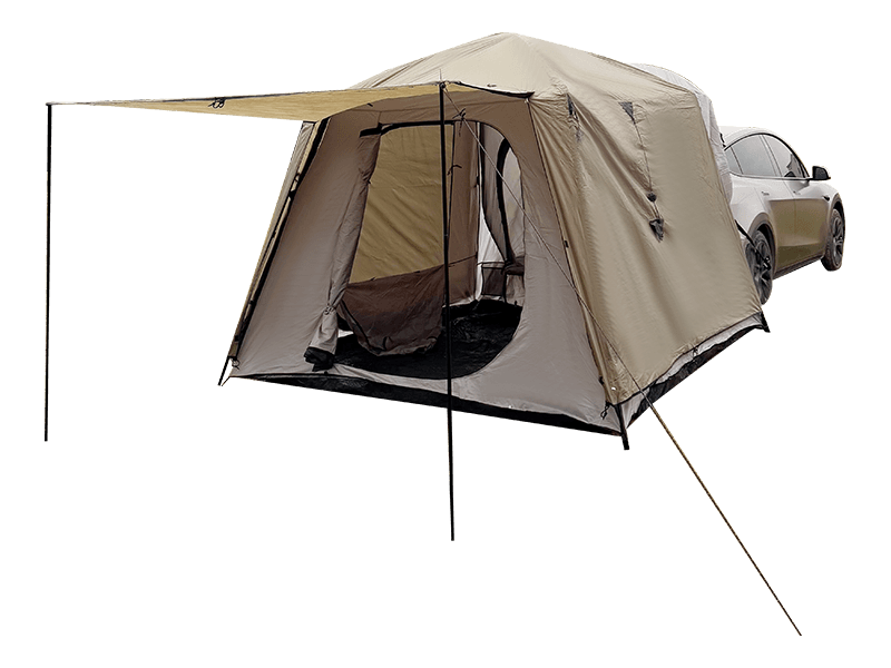 Outdoor Camping Double-Layer Tent That Connects To The Rear Of A Vehicle