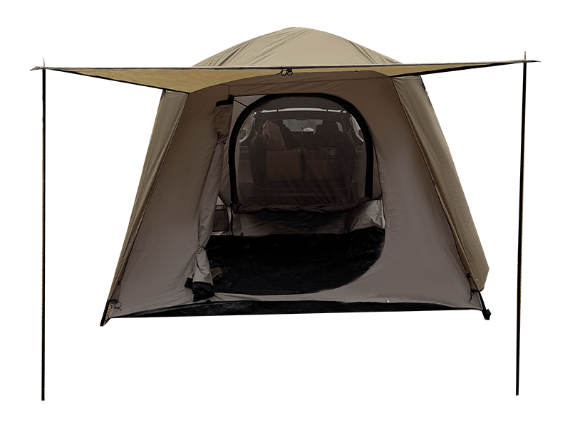 Outdoor Camping Double-Layer Tent That Connects To The Rear Of A Vehicle
