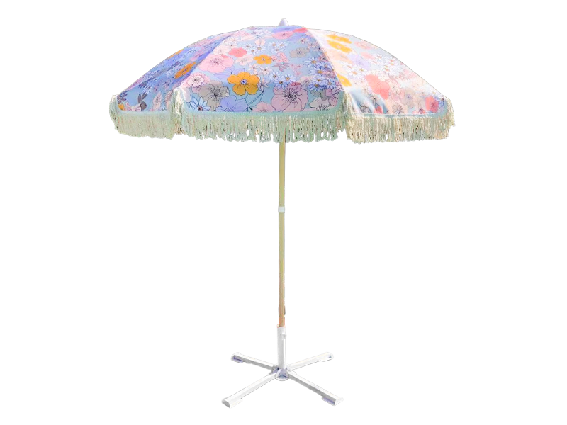 Outdoor 2M Tassel Polyester Wood Color Umbrella