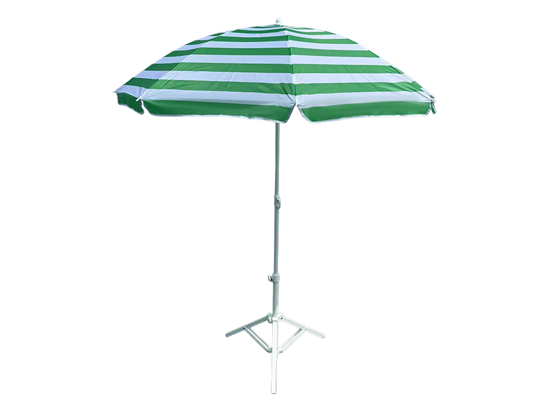 1.6-Meter Green And White Striped Sun Protection Beach Umbrella